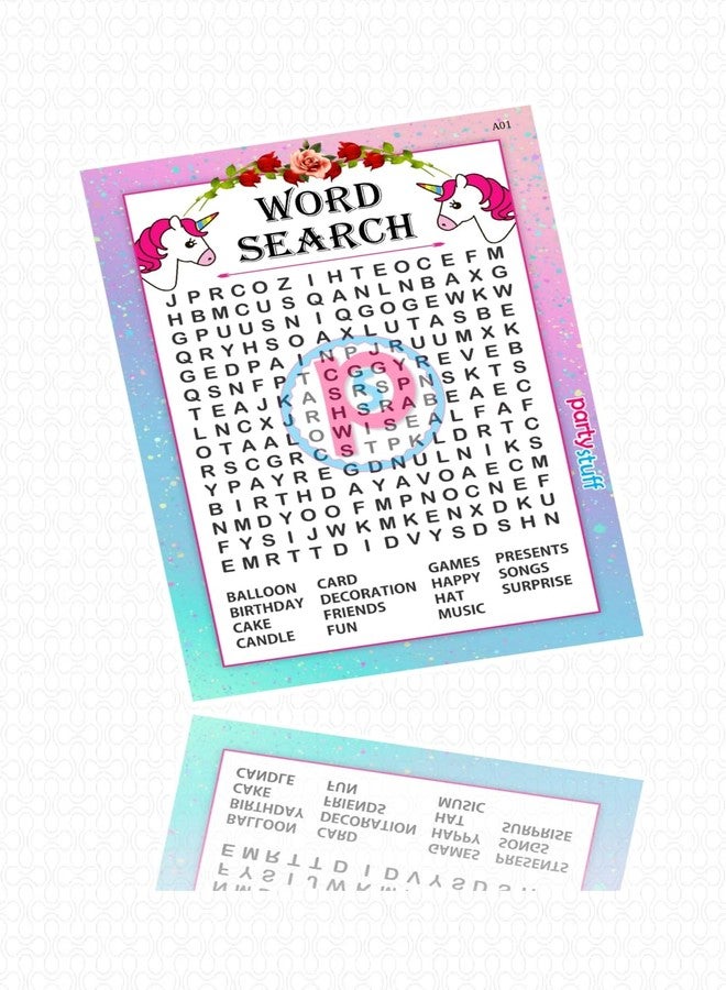 PartyStuff Paper Games - Unicorn Word Search (8 Piece) - Image 2